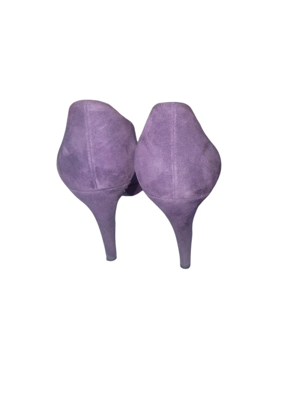 Stuart Weitzman Purple Suede Peep-Toe Pumps with Layered Bow Stiletto Heels 6M